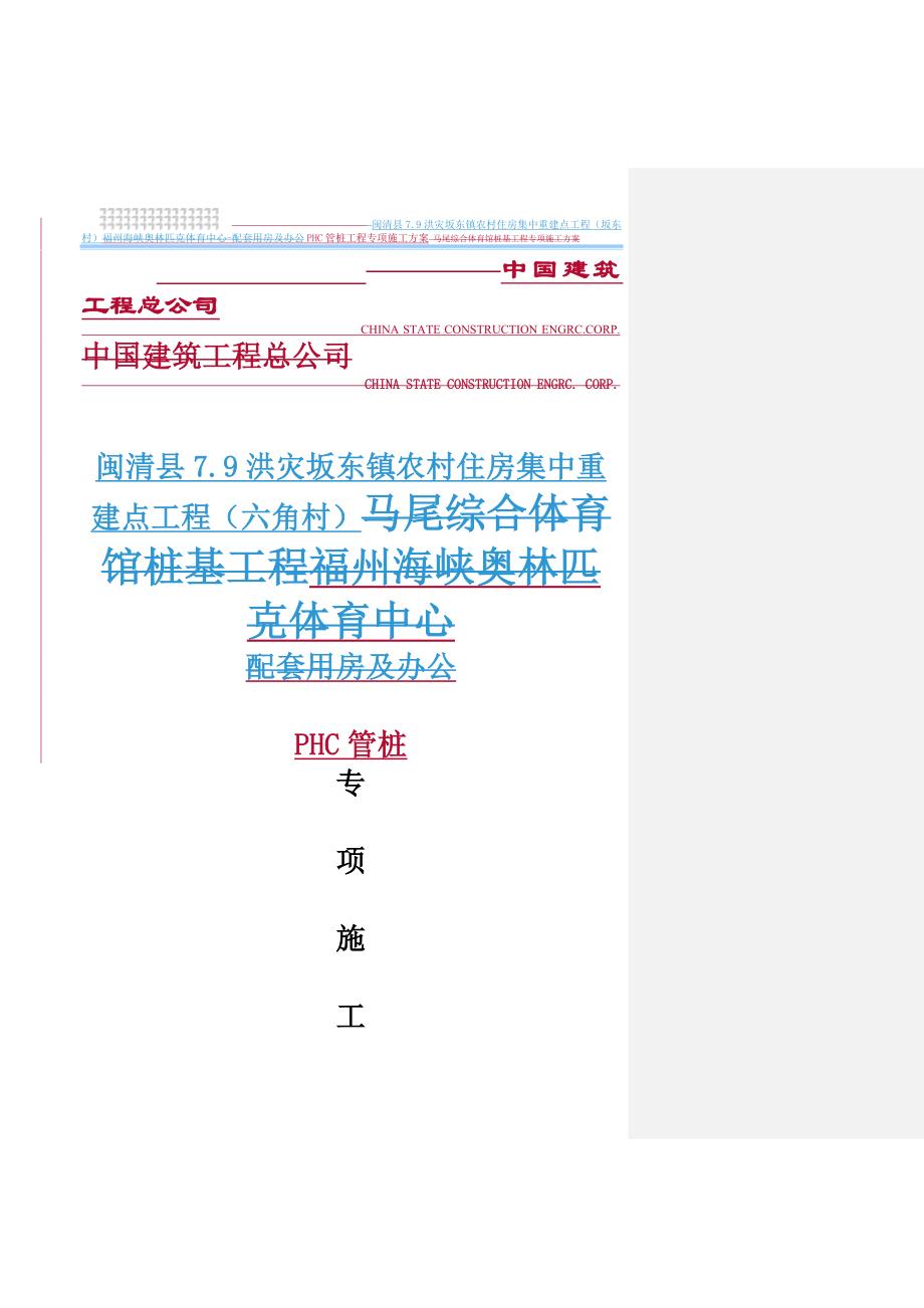 项目管理项目报告闽清县79洪灾坂东镇农村住房集中重建点工程六角村项目专项施工某某某91报编制人梁常宁_第1页