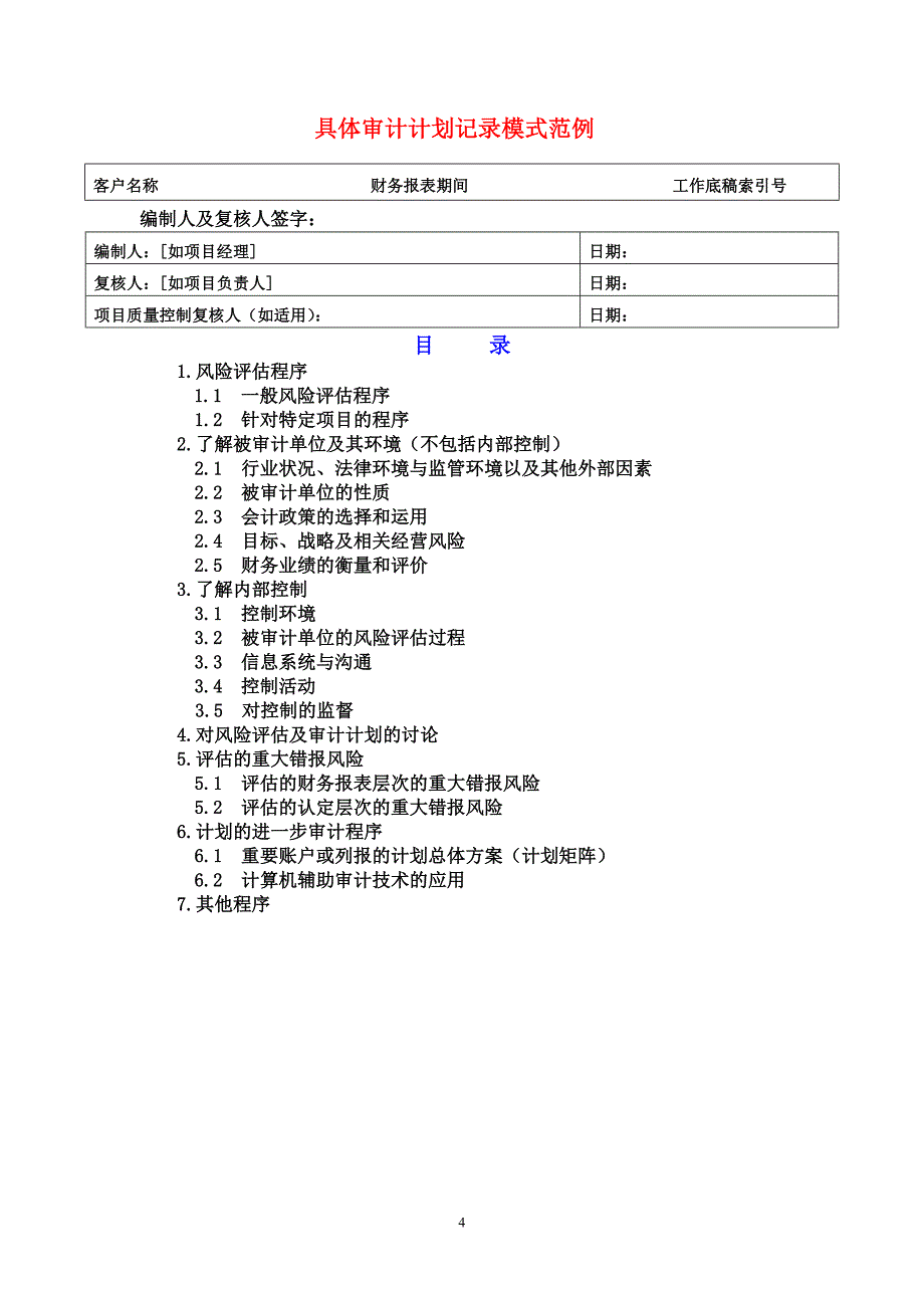 战略管理总体审计策略记录模式范例_第4页