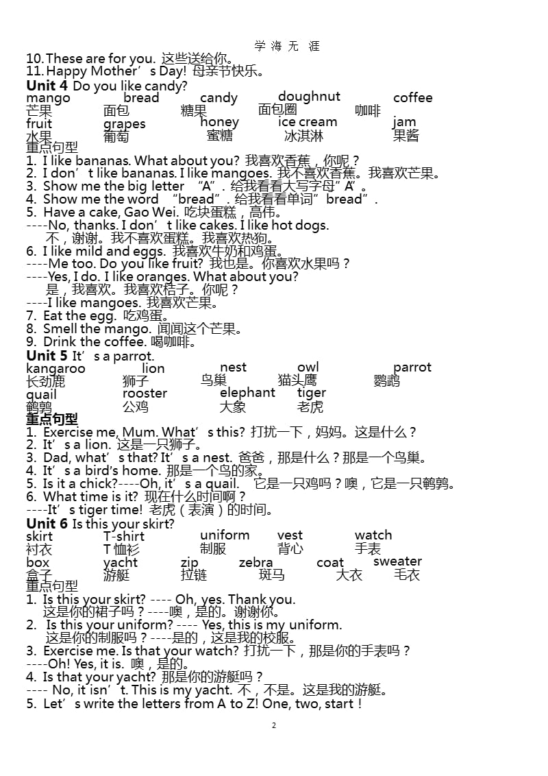 人教精通版小学英语三年级下册(重点词语及句型汇总)（2020年整理）.pptx_第2页