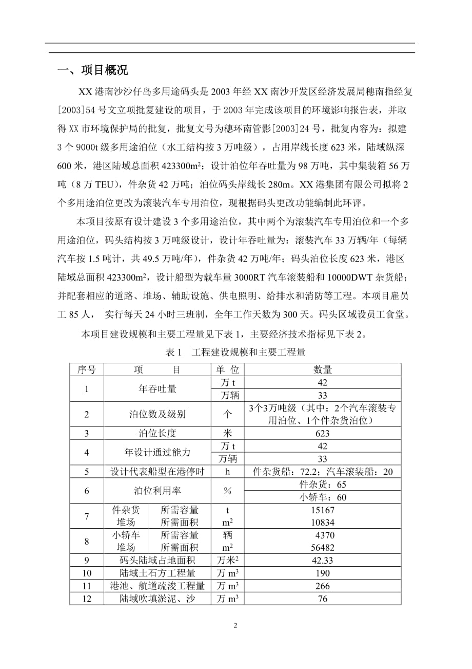 项目管理项目报告多用途码头建设项目环境影响报告书_第2页