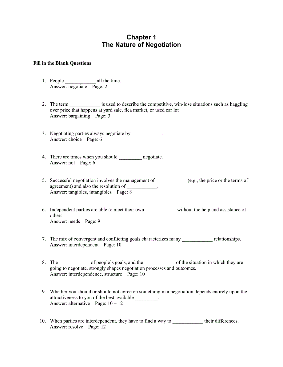 国际商务谈判自测题Chapter_1_第1页