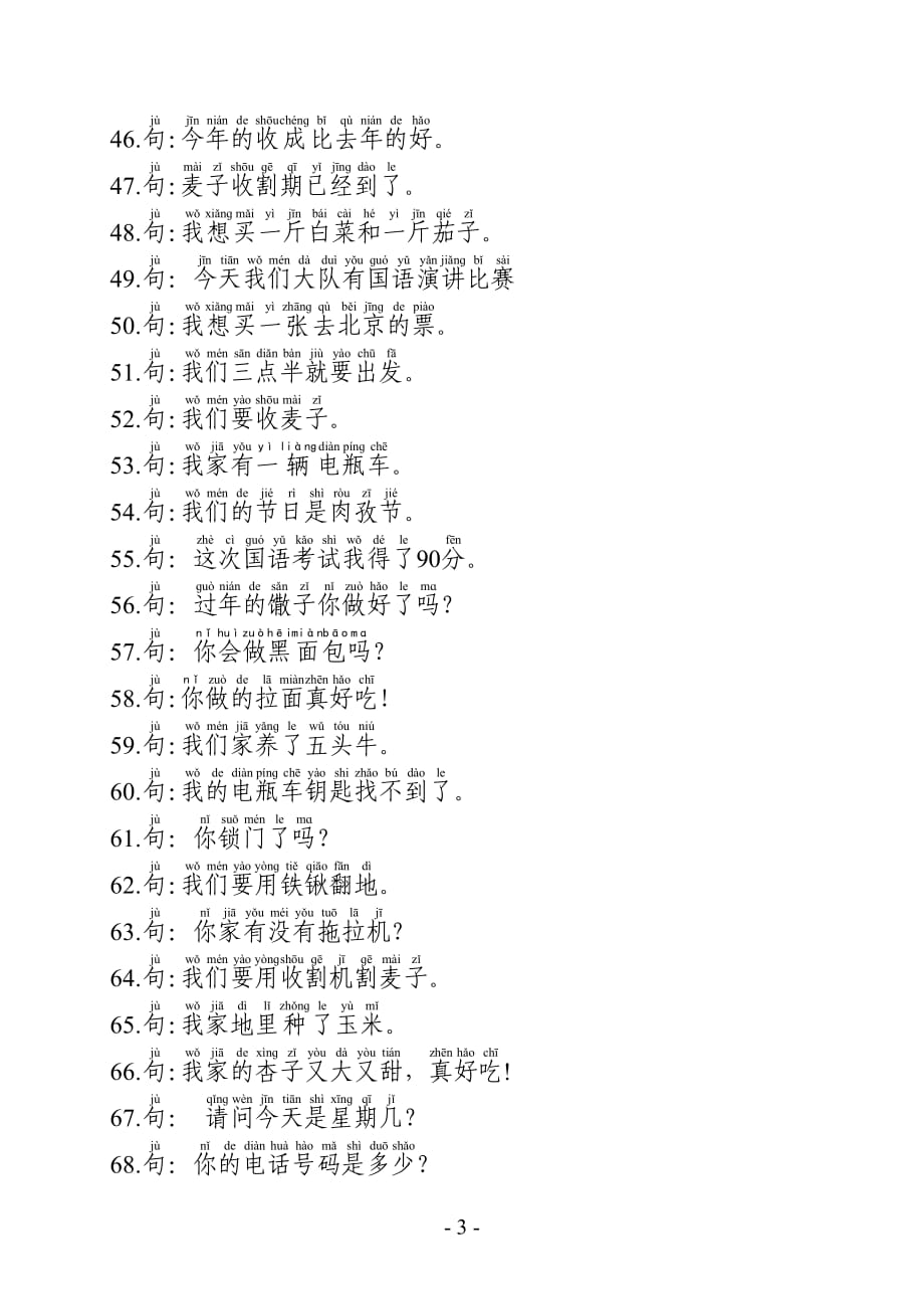 学习国语200个常用句子(日常用语)_第3页