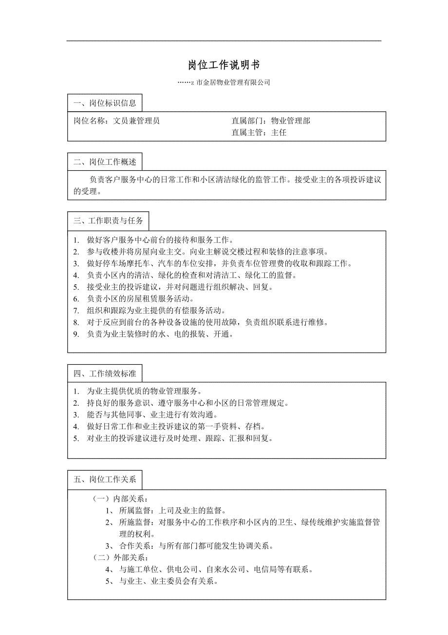 企业管理制度金居物业管理公司岗位制度_第5页