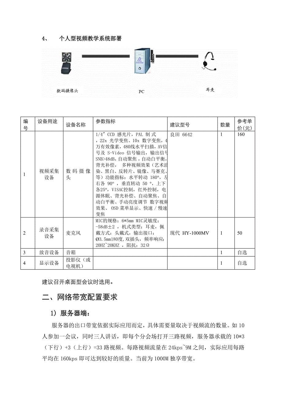 项目管理项目报告视频教学系统客户端配置建议视频教学系统项目实施要求_第5页