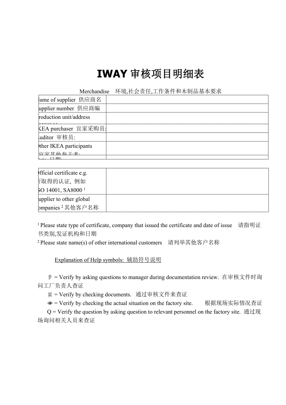 项目管理项目报告IWAY审核项目明细表中英文_第1页