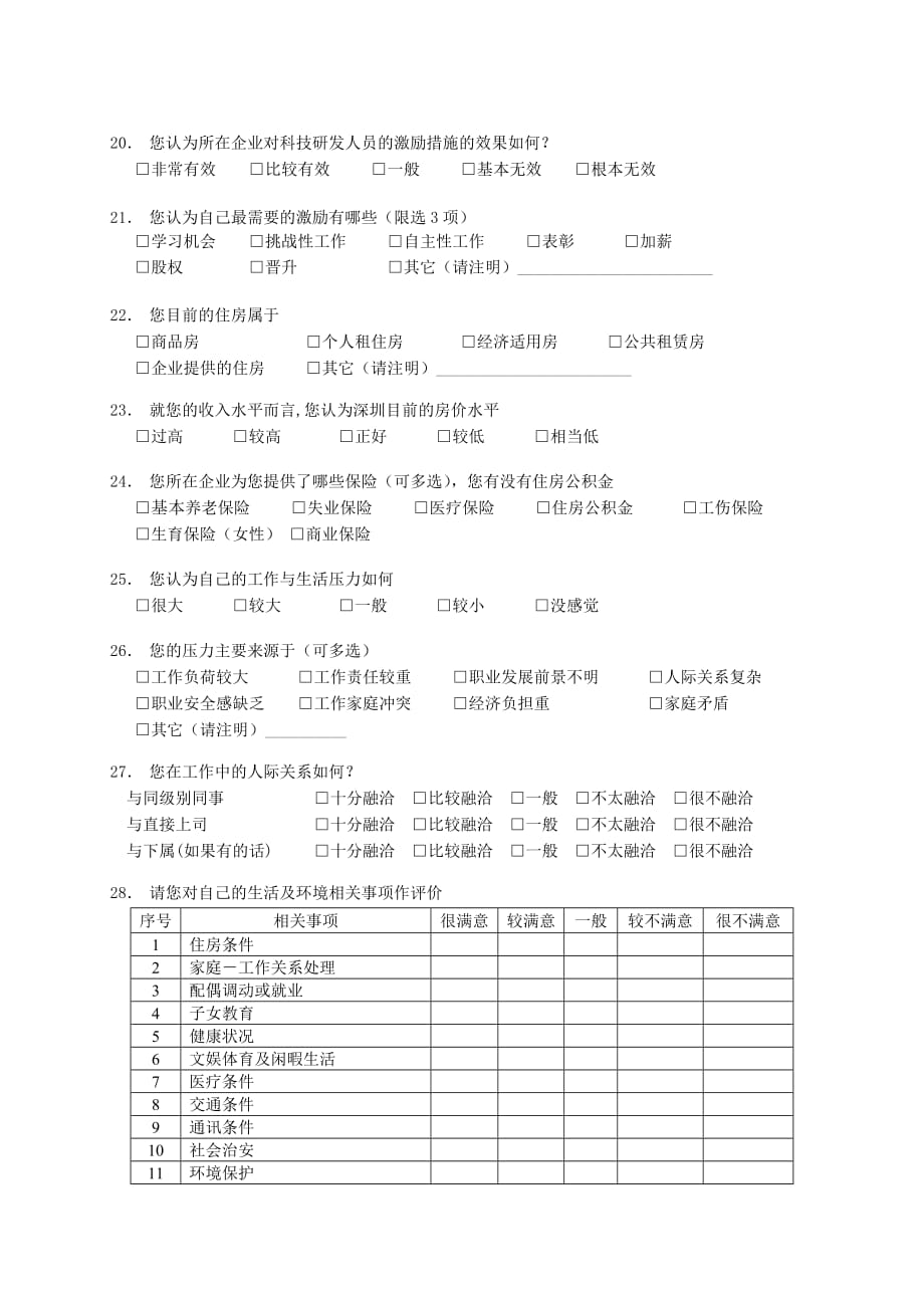 (2020年)管理诊断调查问卷某市市科技研发人才队伍情况调查问卷_第4页