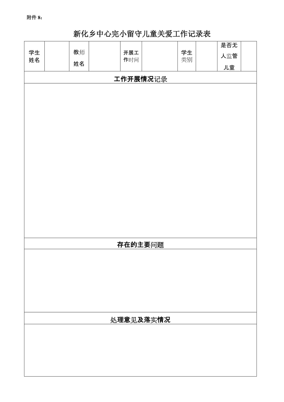 关爱留守儿童工作记录表_第1页