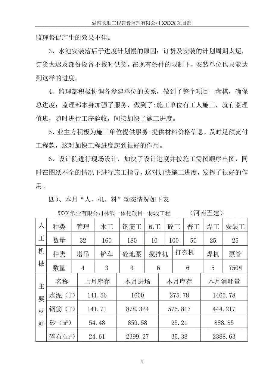 项目管理项目报告25万吨轻量涂布纸纸机项目管理监理月报12月份_第5页