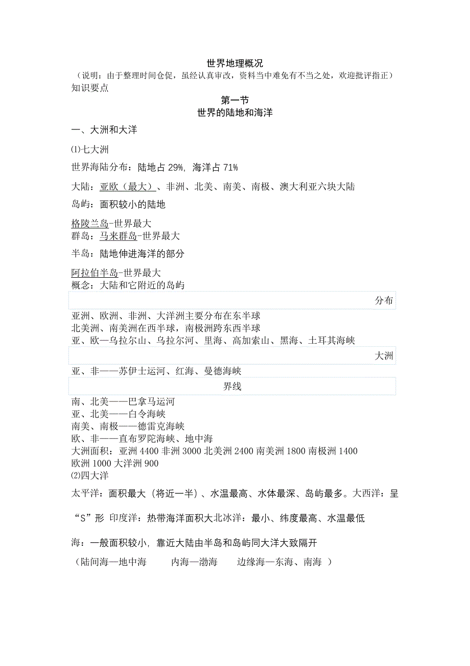 世界地理知识点(完整版)_第1页