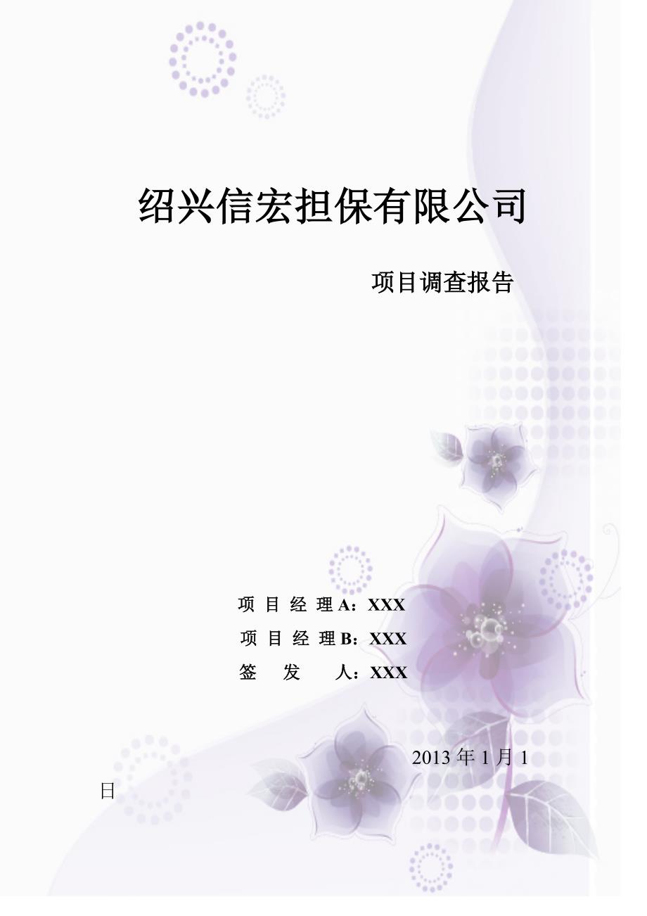 (2020年)管理诊断调查问卷某担保公司项目调查报告_第1页