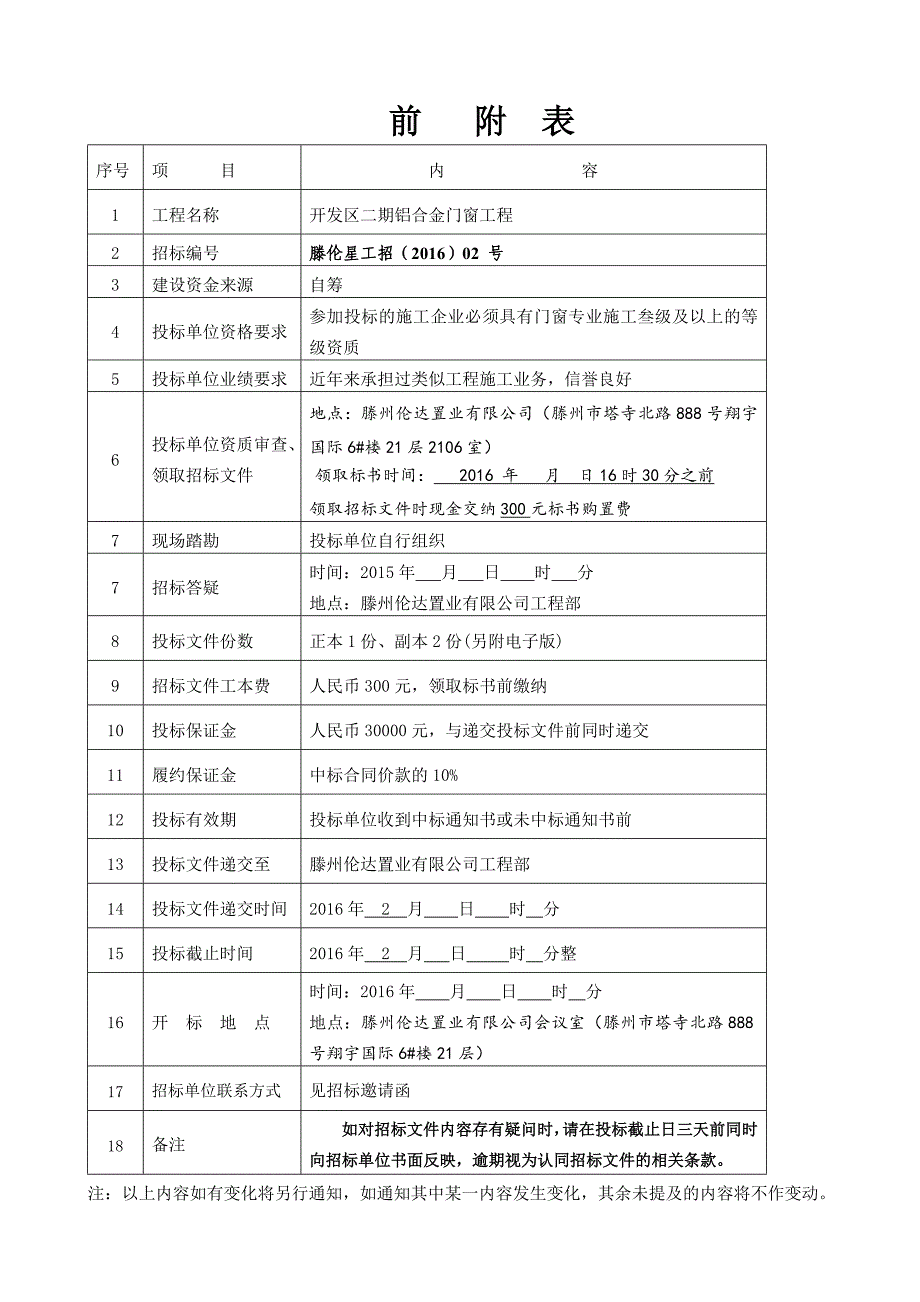 (2020年)标书投标滕州开发区二期铝合金门窗工程招标文件二次修改某某某_第2页