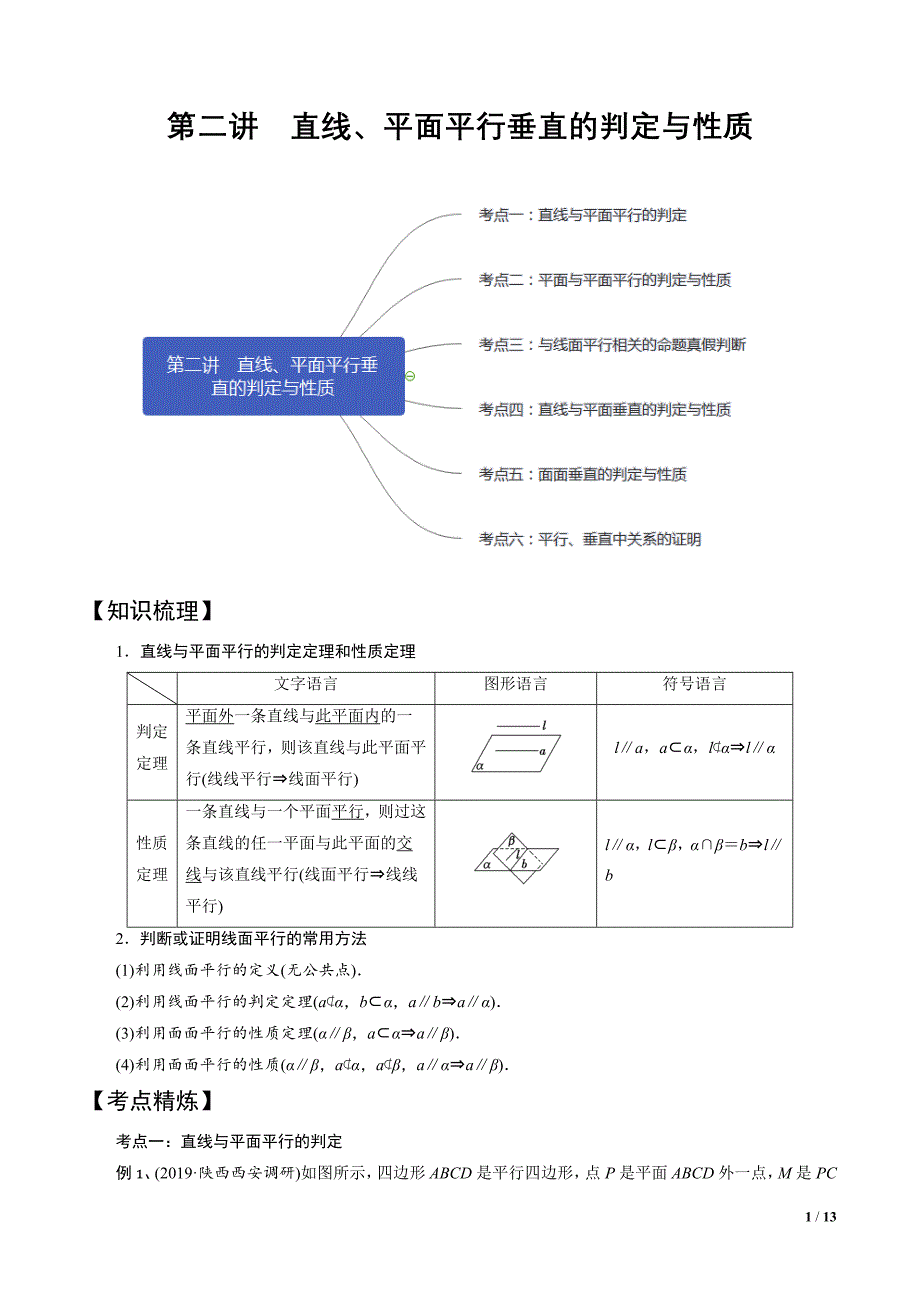 第2讲 直线、平面平行和垂直的判定与性质（知识点串讲）（解析版）_第1页
