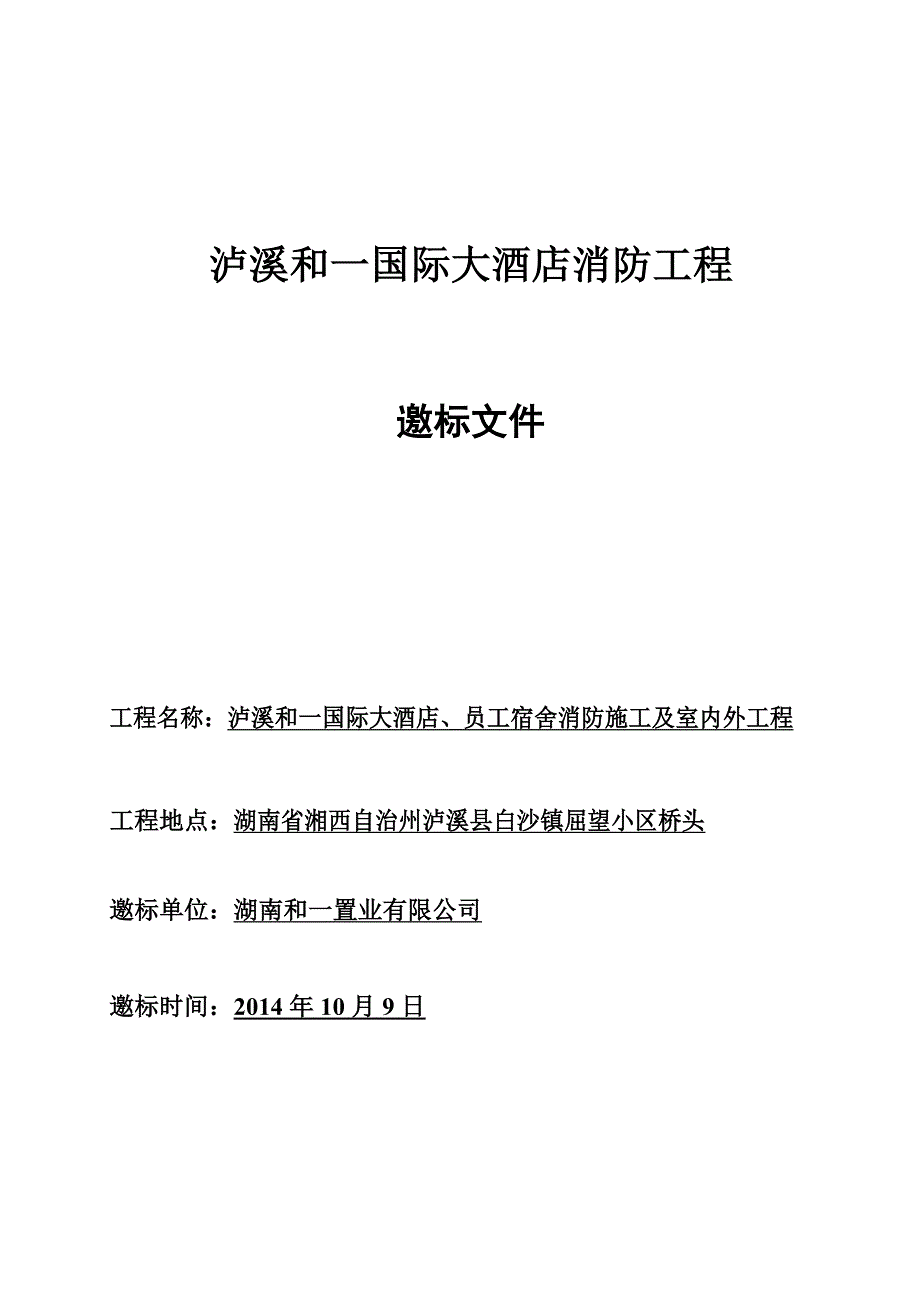 (2020年)标书投标泸溪和国际大酒店招标文件_第1页