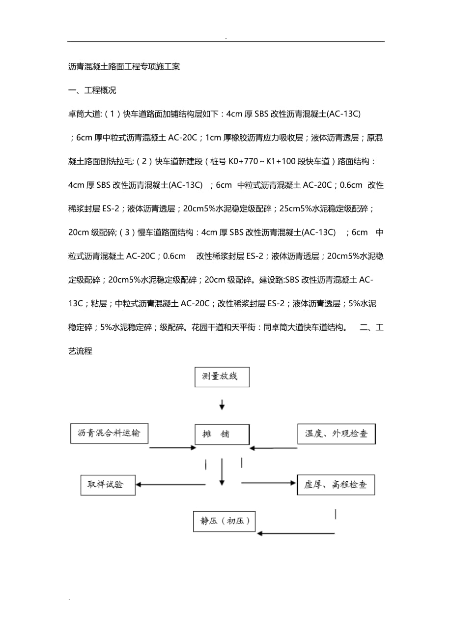 沥青混凝土路面工程专项施工设计方案_第1页