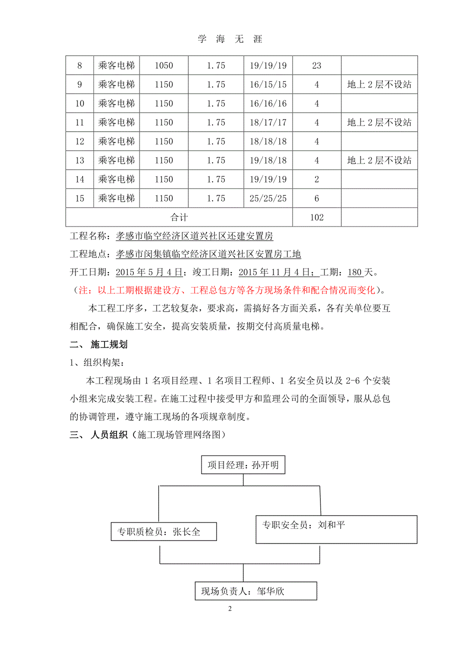 电梯无脚手架安装施工方案（7月20日）.pdf_第2页