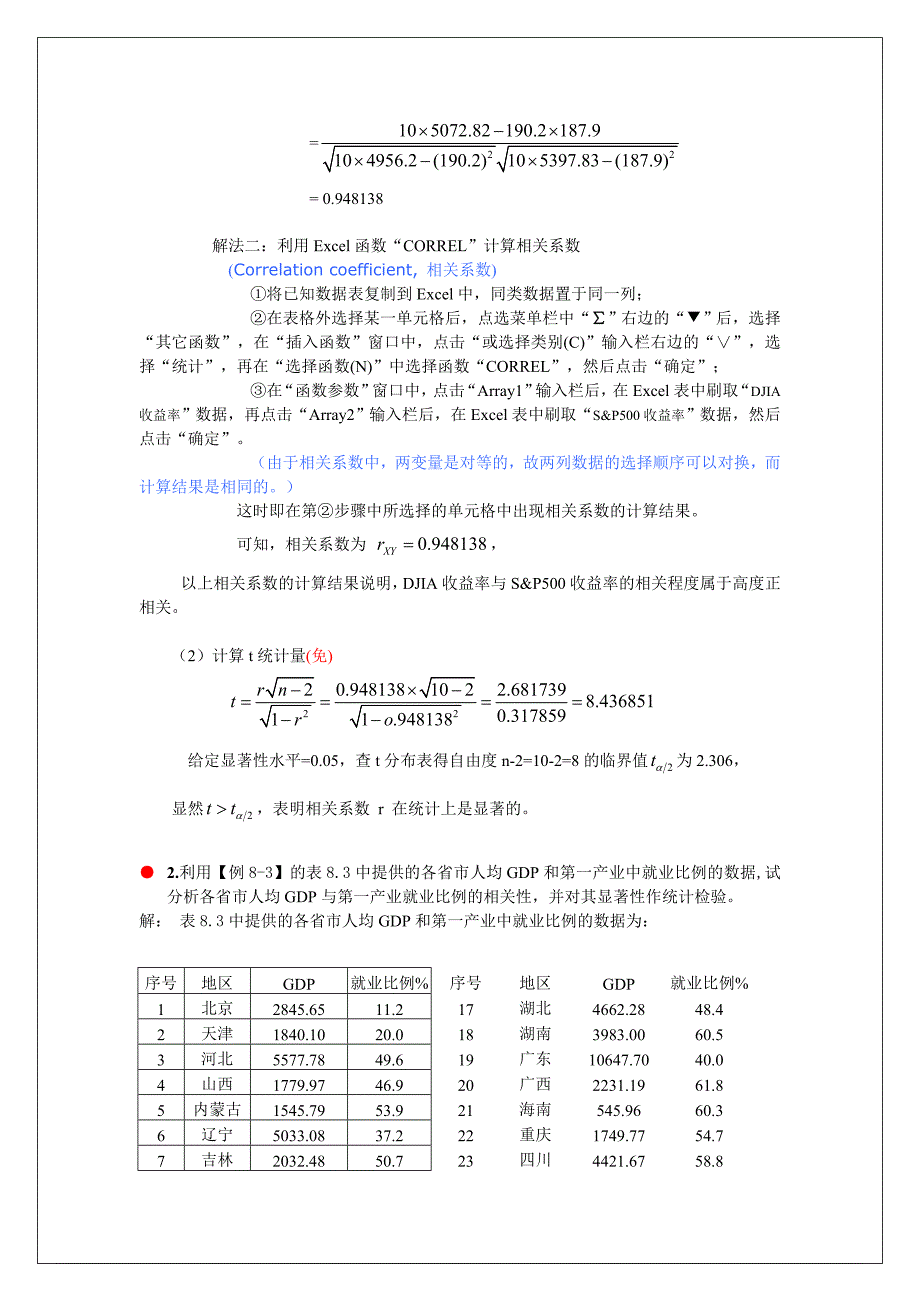 统计学习题答案 第8章相关与回归分析_第2页