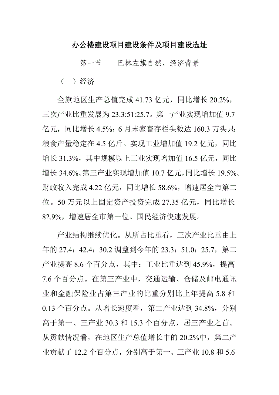 办公楼建设项目建设条件及项目建设选址_第1页