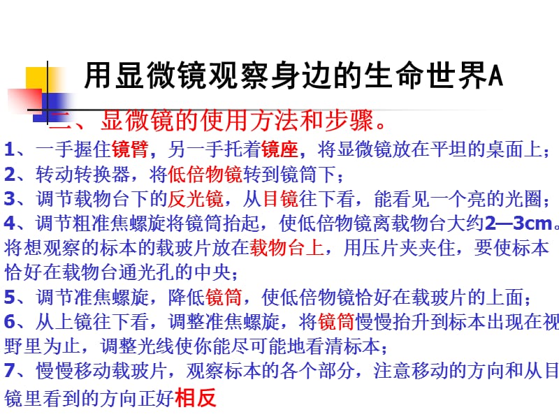 教科版科学六下用显微镜观察身边的生命世界课件之一说课材料_第4页