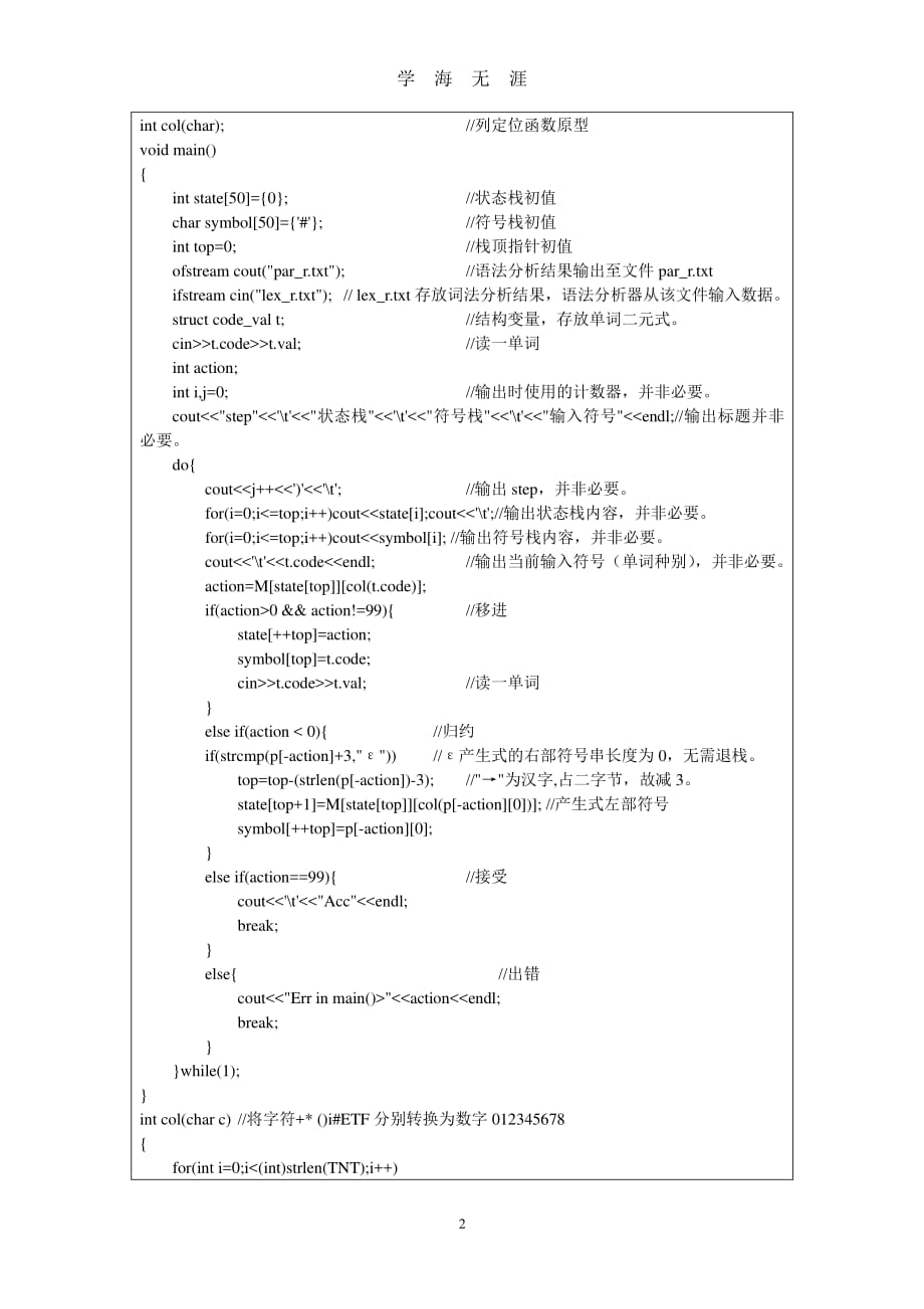 编译原理LR语法分析器的控制程序实验报告（7月20日）.pdf_第2页