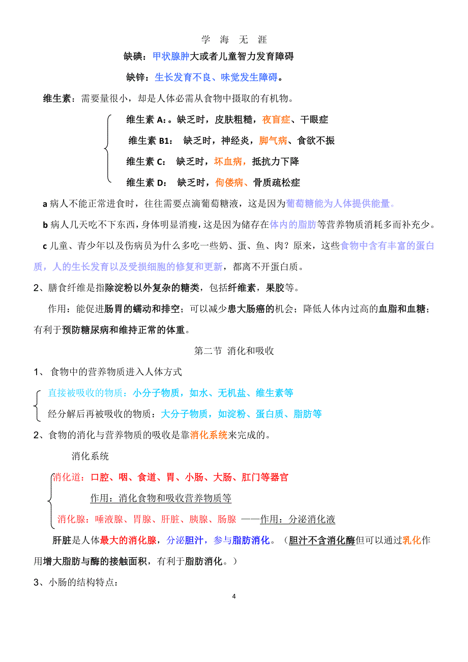 最新人教版七年级下册生物全册知识点总结（7月20日）.pdf_第4页