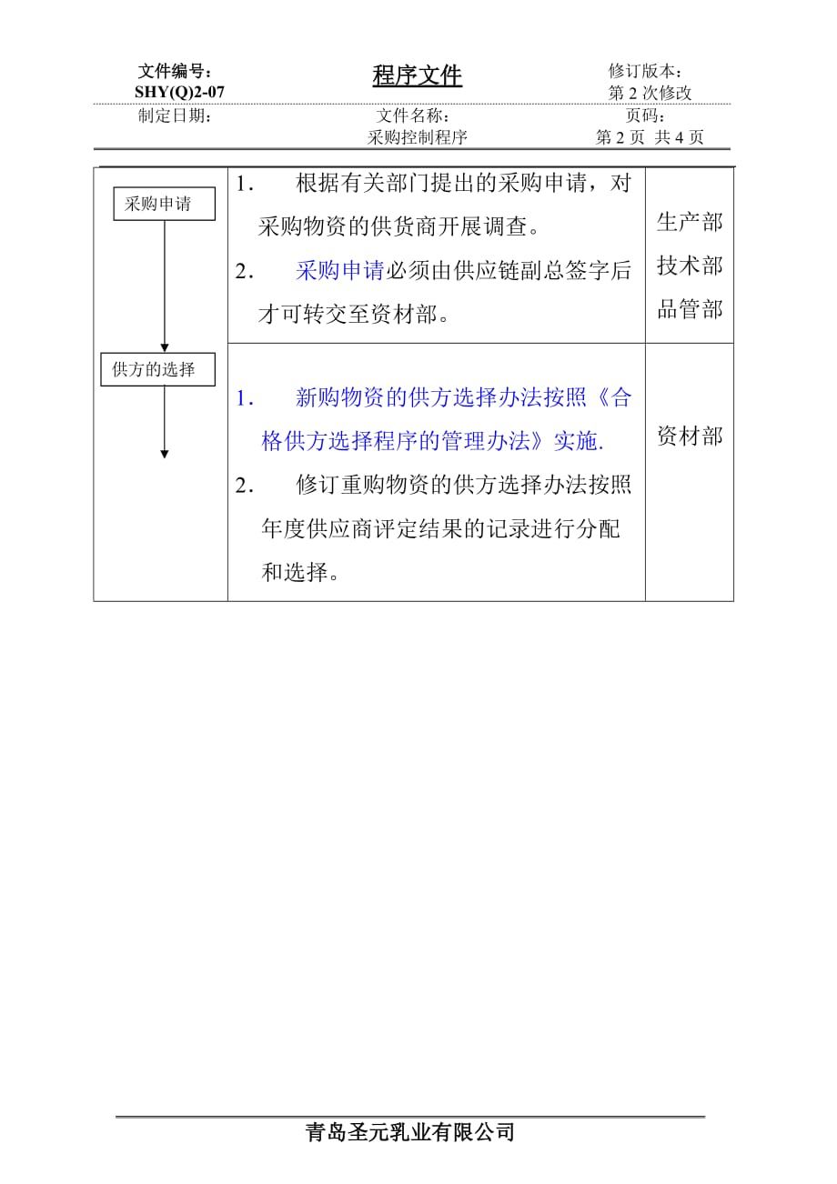 (2020年)企业采购管理某知名乳业公司采购控制程序_第2页