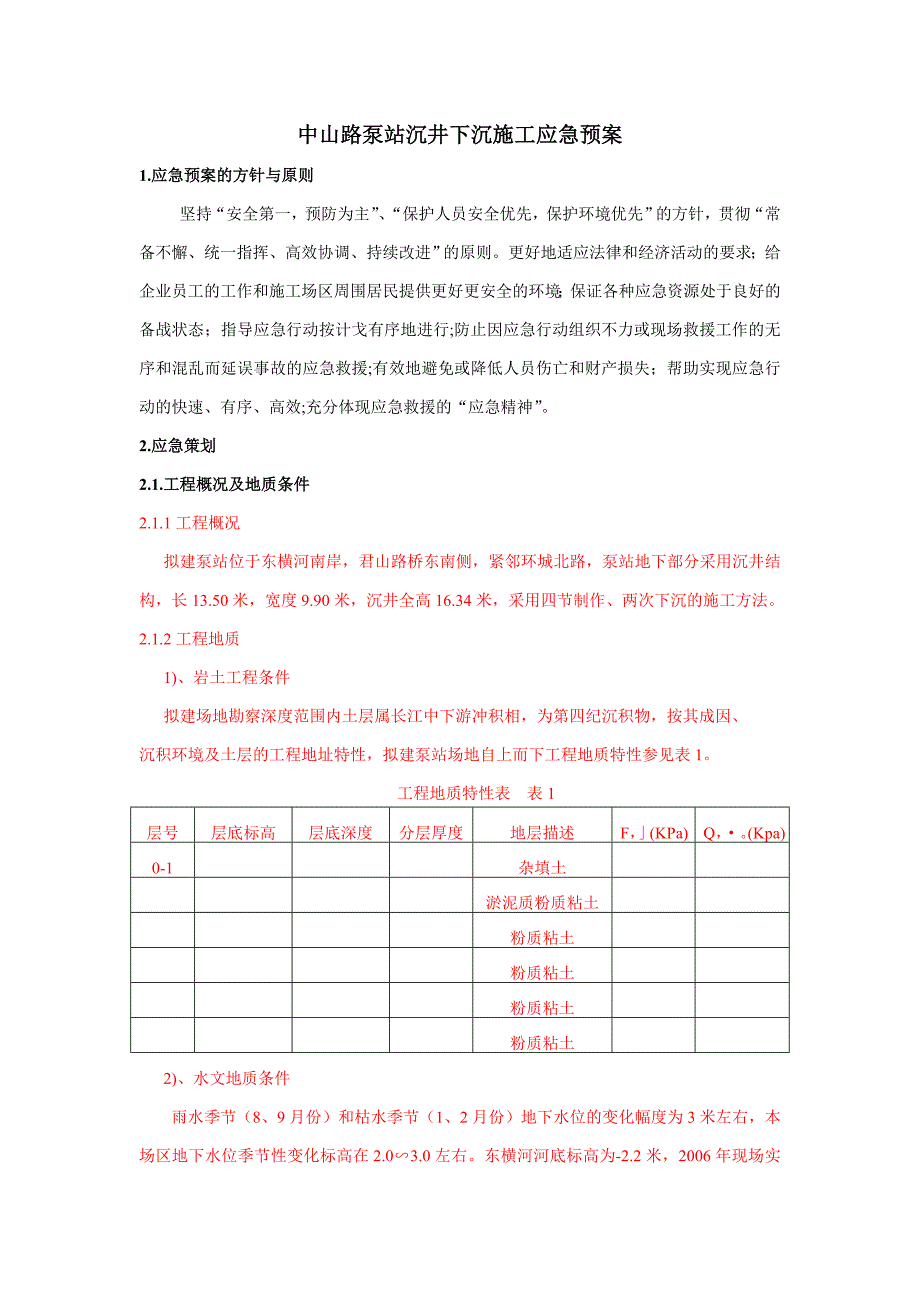 (2020年)企业应急预案江阴市东横河污水截流系统工程沉井下沉施工应急预案_第3页