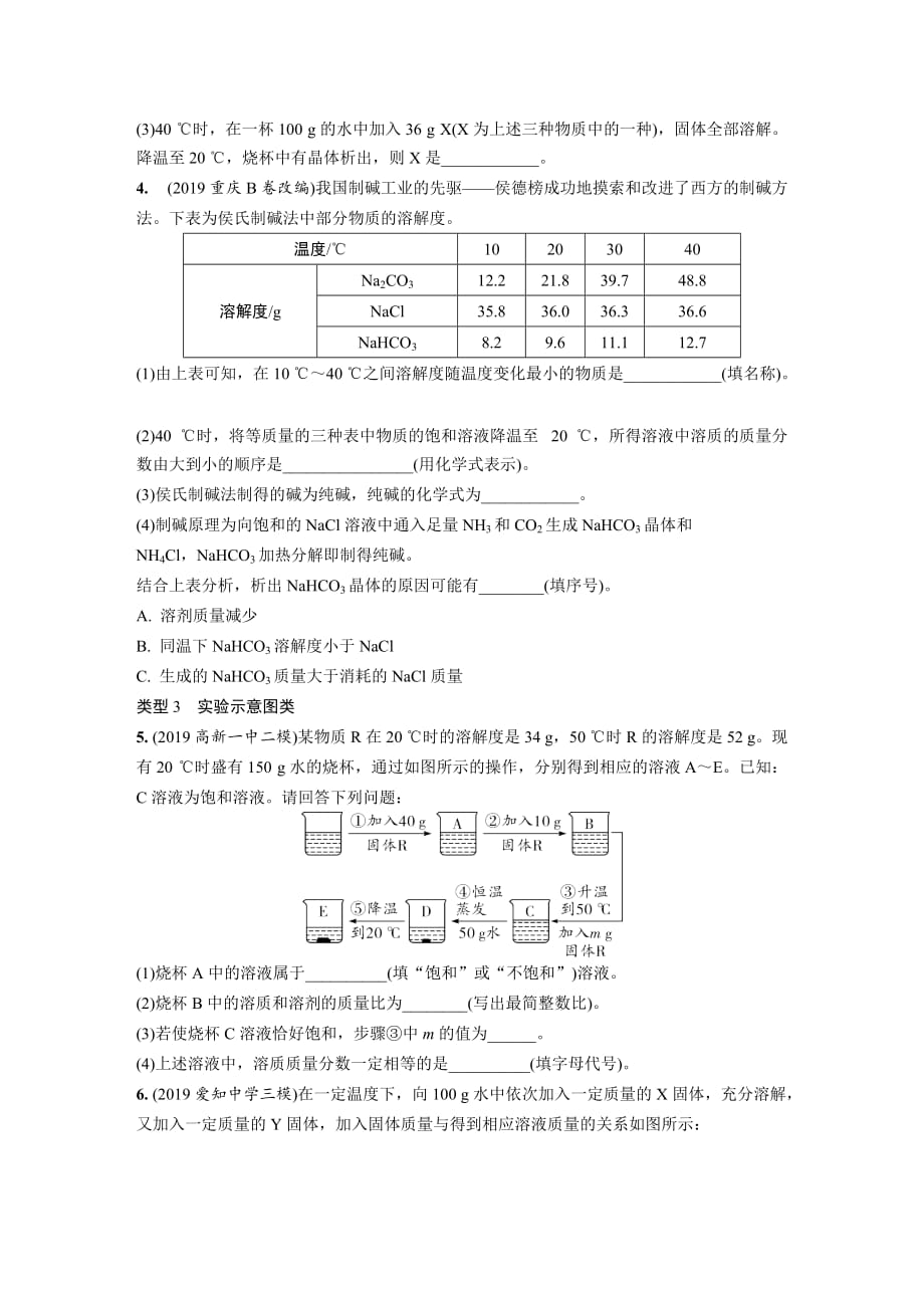 初中化学溶解度及变化曲线专项训练_第2页