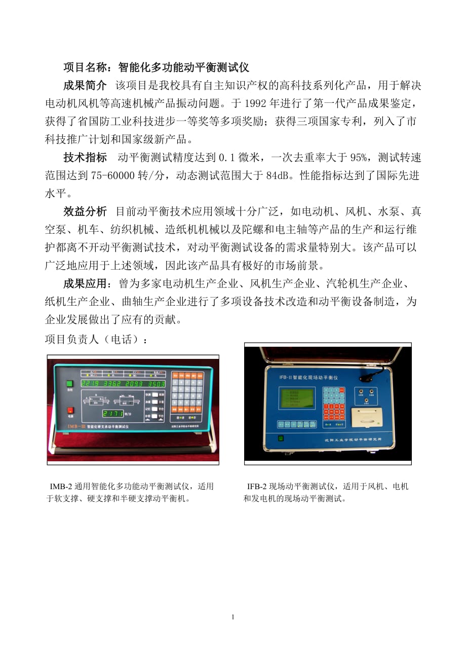 (2020年)项目管理项目报告项目名称智能化多功能动平衡测试仪_第1页