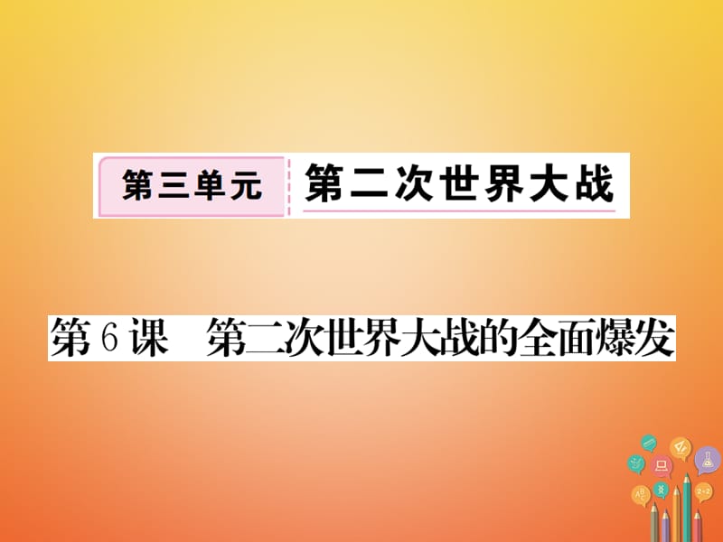 （全国版）九年级历史下册第三单元第二次世界大战6第二次世界大战的爆发练习课件新人教版_第1页