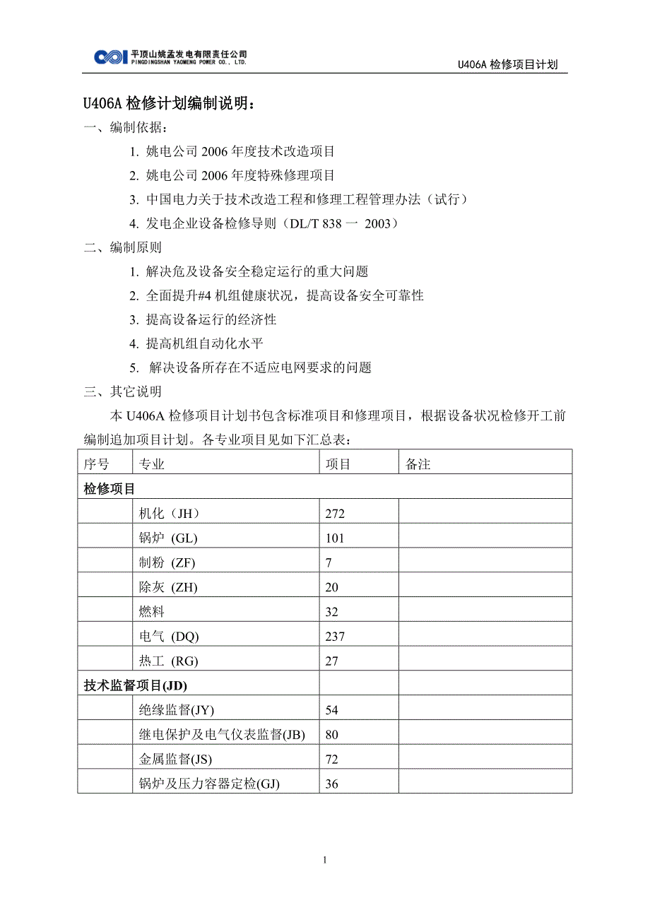 (2020年)项目管理项目报告U406A检修项目计划书_第3页