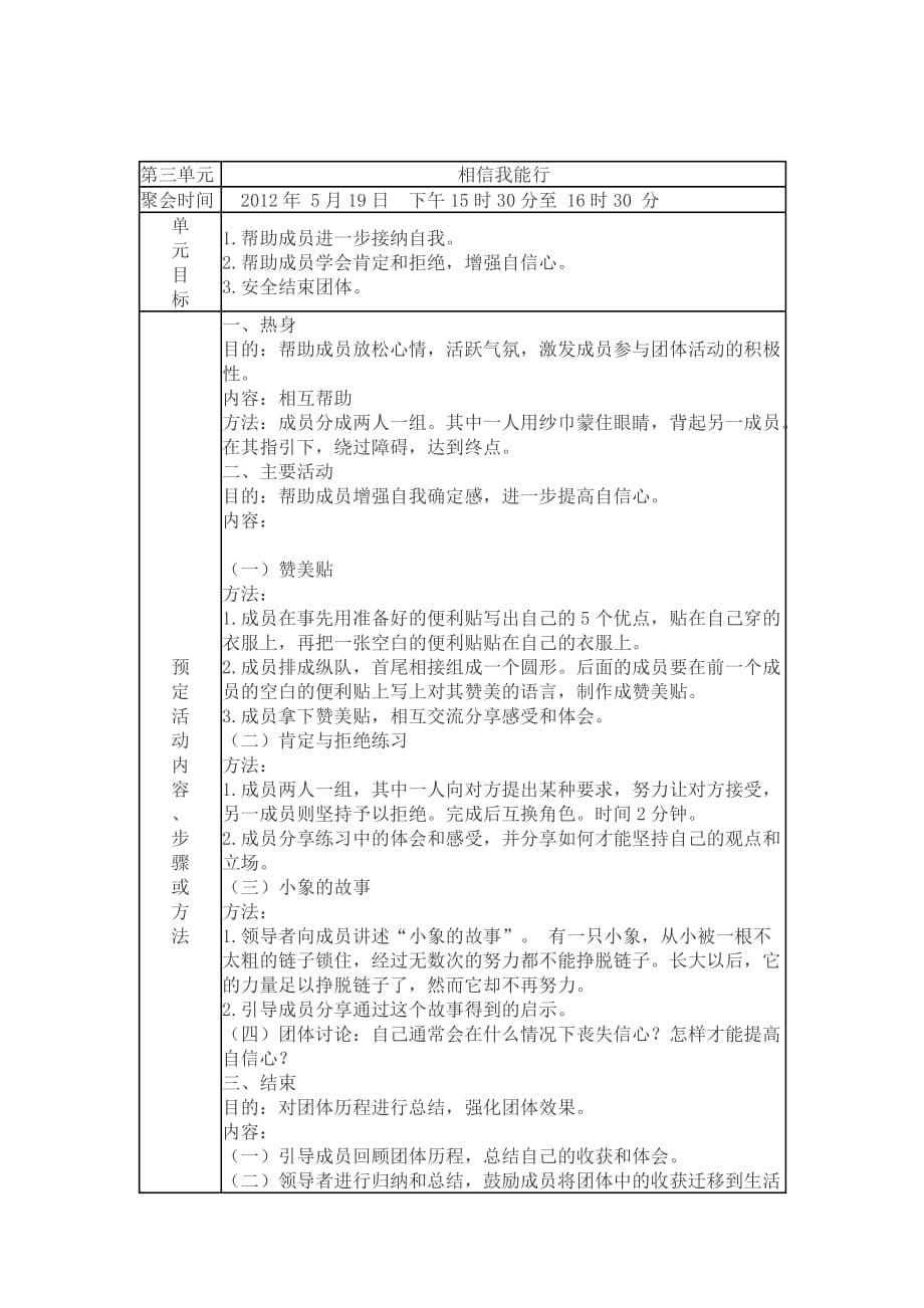 提高自信心团体心理辅导方案设计_第5页