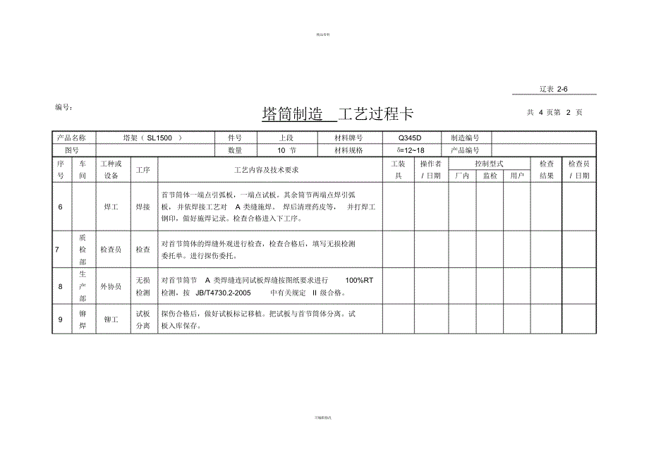 风机塔筒-工艺过程卡[整理]_第3页