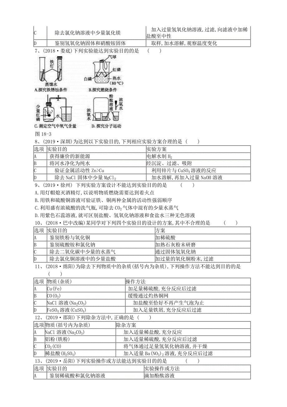 2020年中考化学复习方案考题分层训练 实验设计与评价试题（含答案解析）_第2页