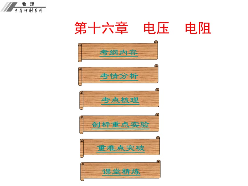 【中考冲刺】人教版初中物理中考复习课件 第十六章 电压 电阻_第1页