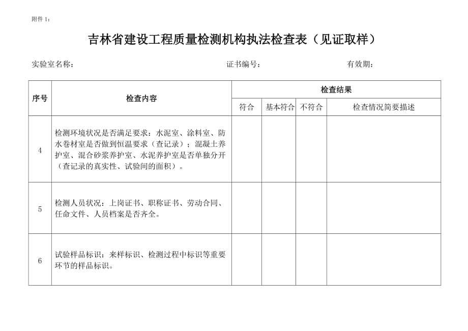 吉林省建设工程质量检测机构执法检查表_第2页