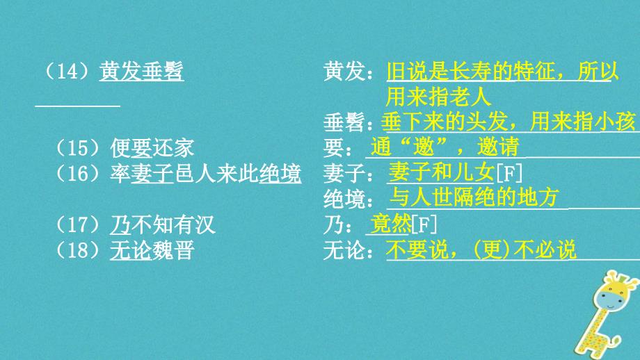 中考语文专题复习四文言文阅读第7篇桃花源记课件_第4页