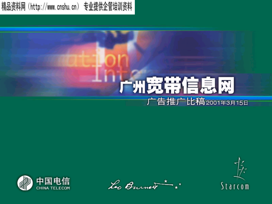 {广告传媒}我国电信某市宽带信息网广告比稿_第1页