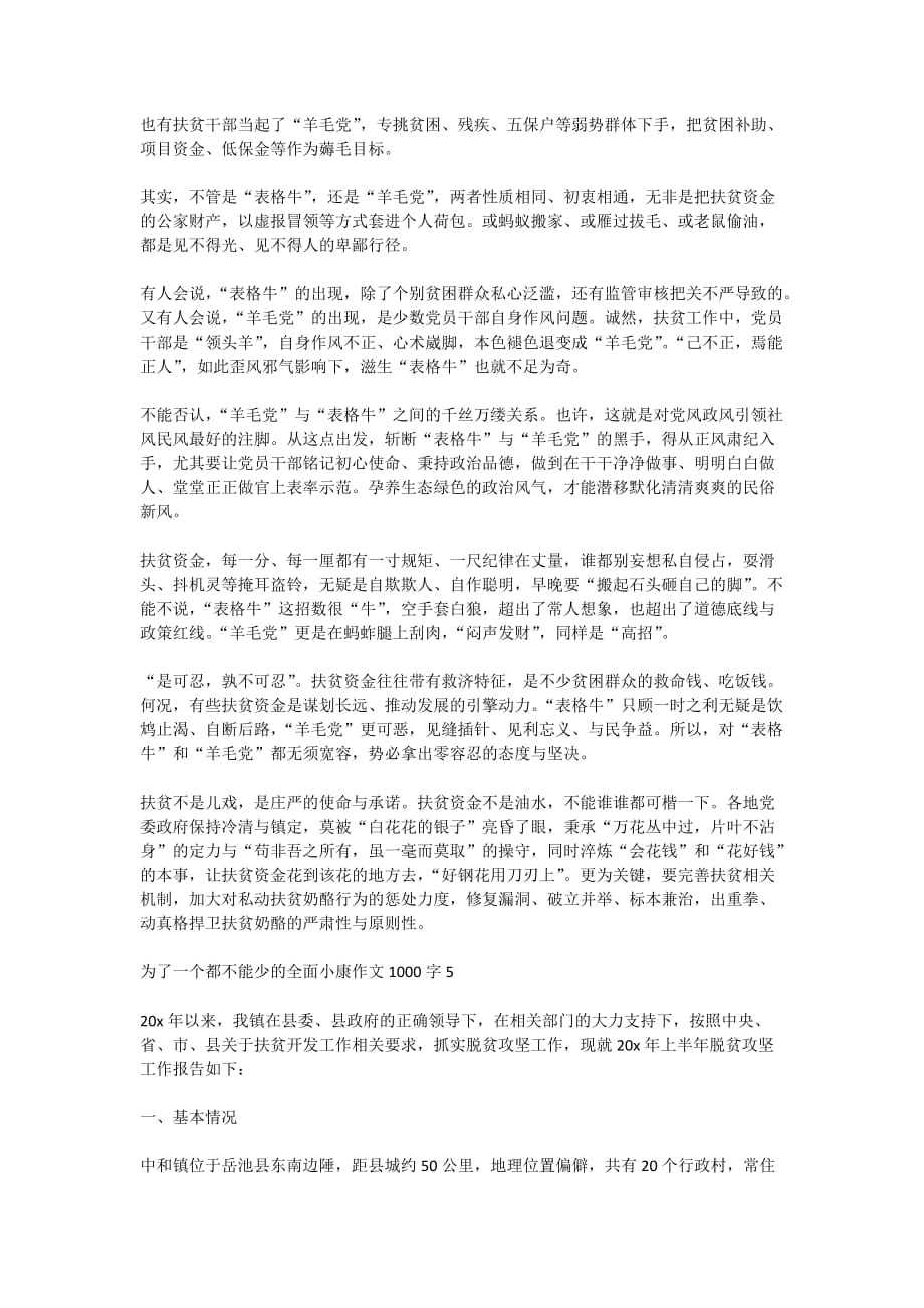 关于为了一个都不能少的全面小康作文1000字精选5篇2020_第4页