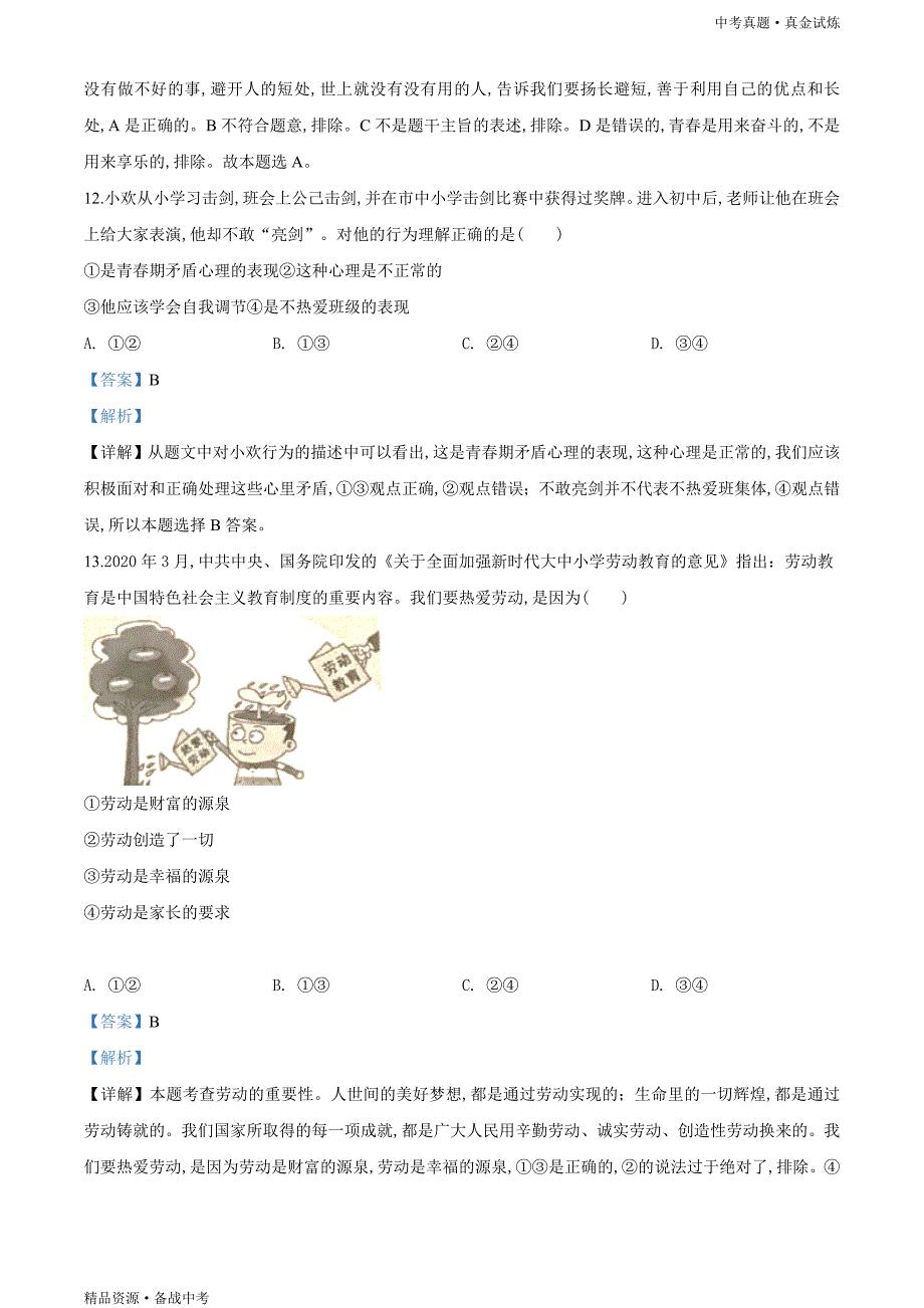 湖南邵阳市2020年【中考道德与法治真题】试卷（含解析）_第4页