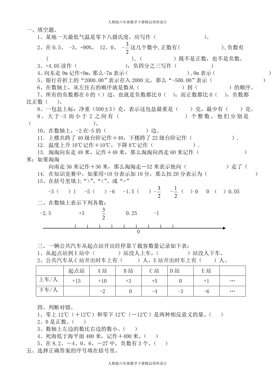 最新 精品人教版六年级数学下册单元整套练习题64页_第2页