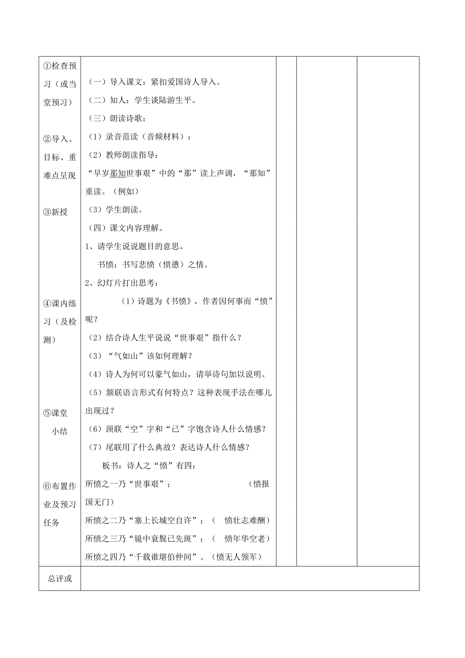 江西省万载县株潭中学高中语文1.5书愤（第一课时）教案新人教版选修《中国古代诗歌散文欣赏》.doc_第2页