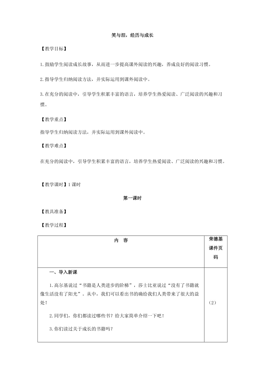 六年级上册语文教案-快乐读书吧：笑与泪经历与成长（教案）-人教部编版_第1页