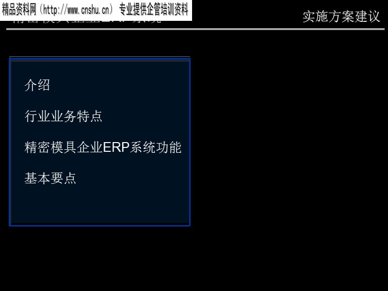 {管理信息化ERPMRP}精密模具企业ERP实施方案_第1页