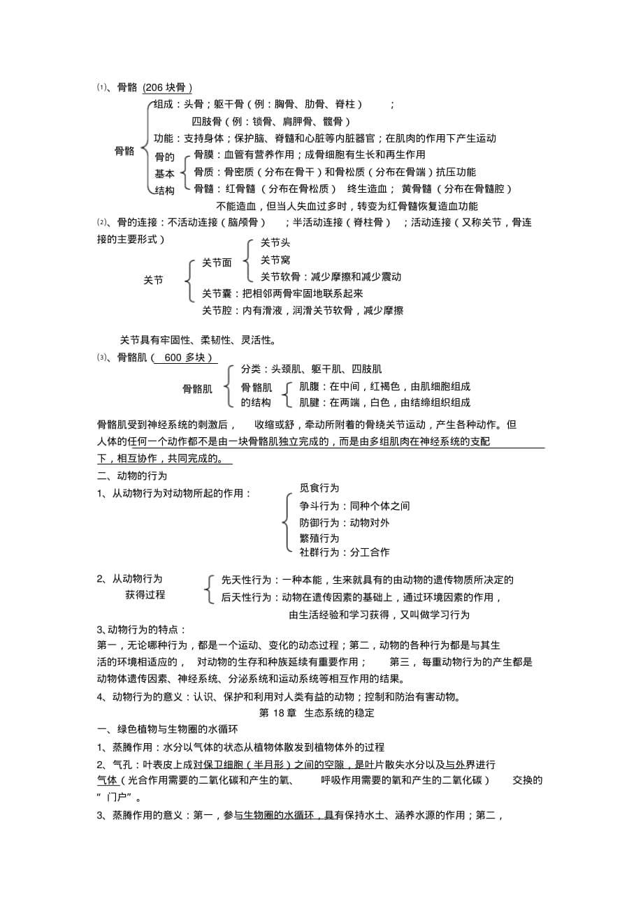 苏科版八年级(上册)生物复习知识点全[整理]_第5页