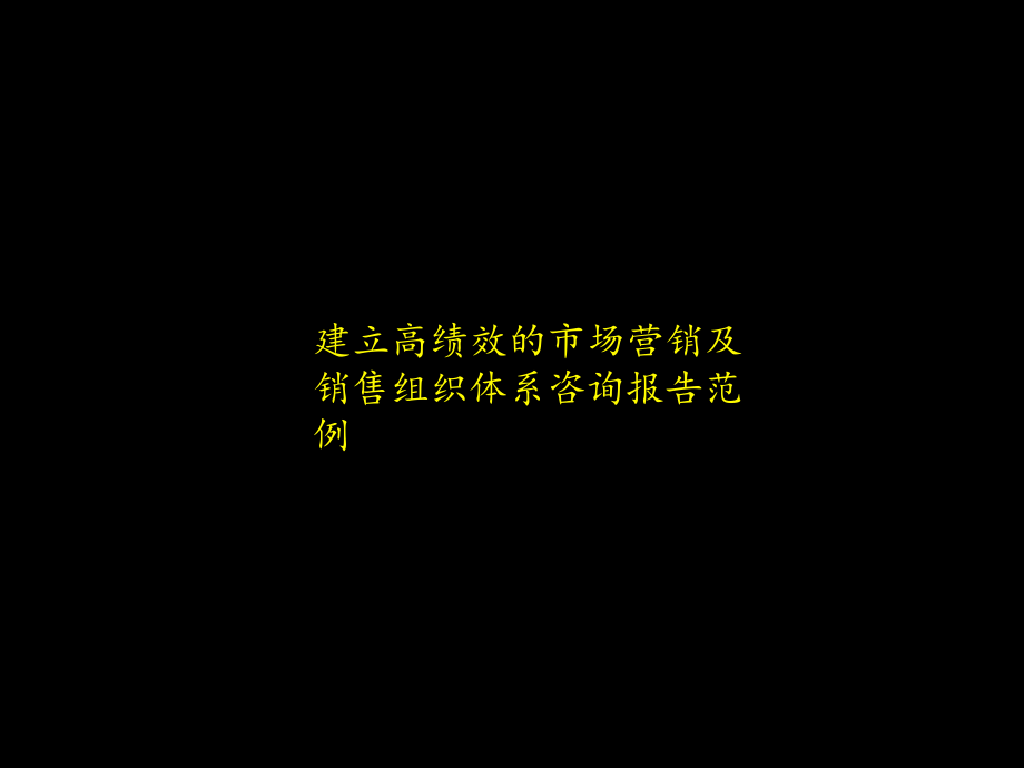 {营销报告}市场营销及销售组织体系咨询报告_第1页