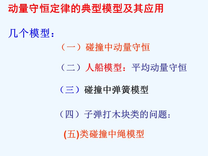 动量守恒定律的典型模型黄肖斌课件_第1页