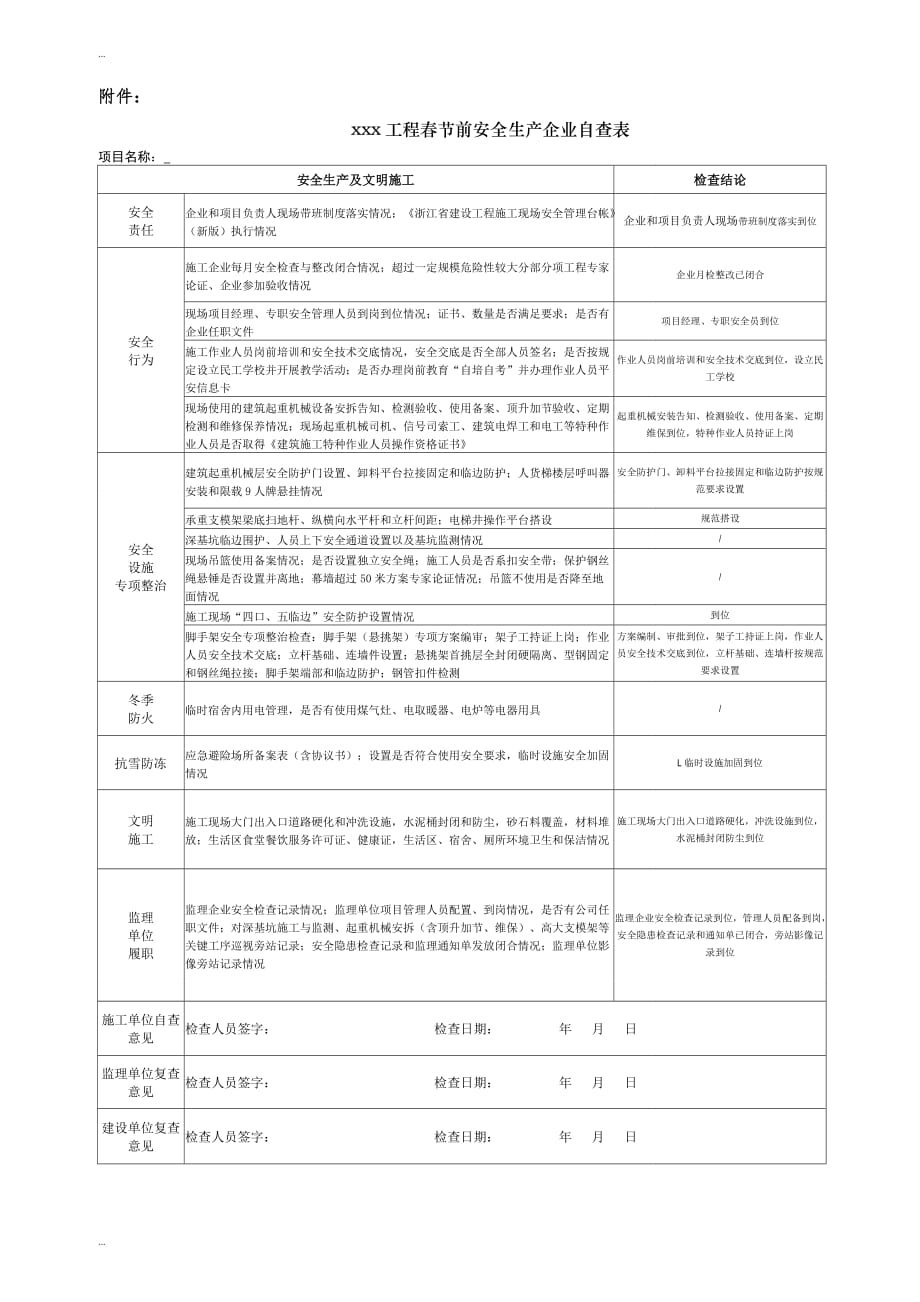 春节前施工工地检查表_第1页