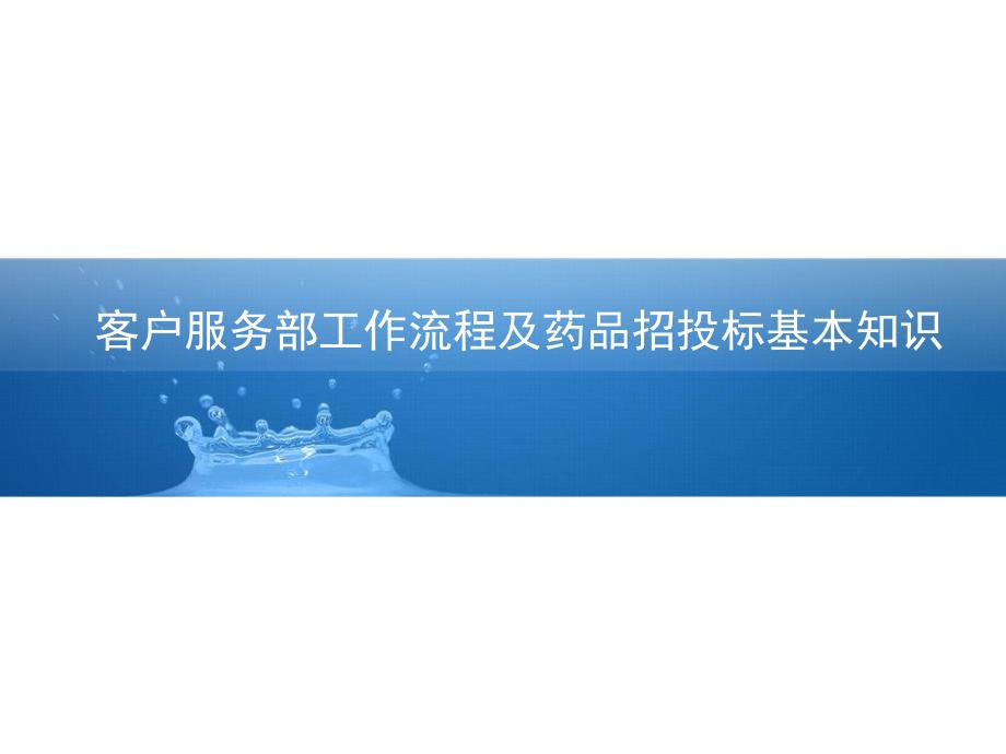 {标书投标}客户服务部工作流程及药品招投标基本知识_第1页