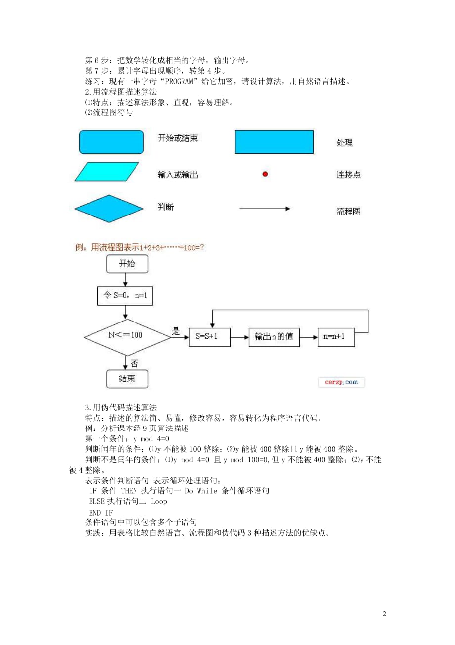 高中信息技术 1.2算法描述教案 粤教版选修1.doc_第2页