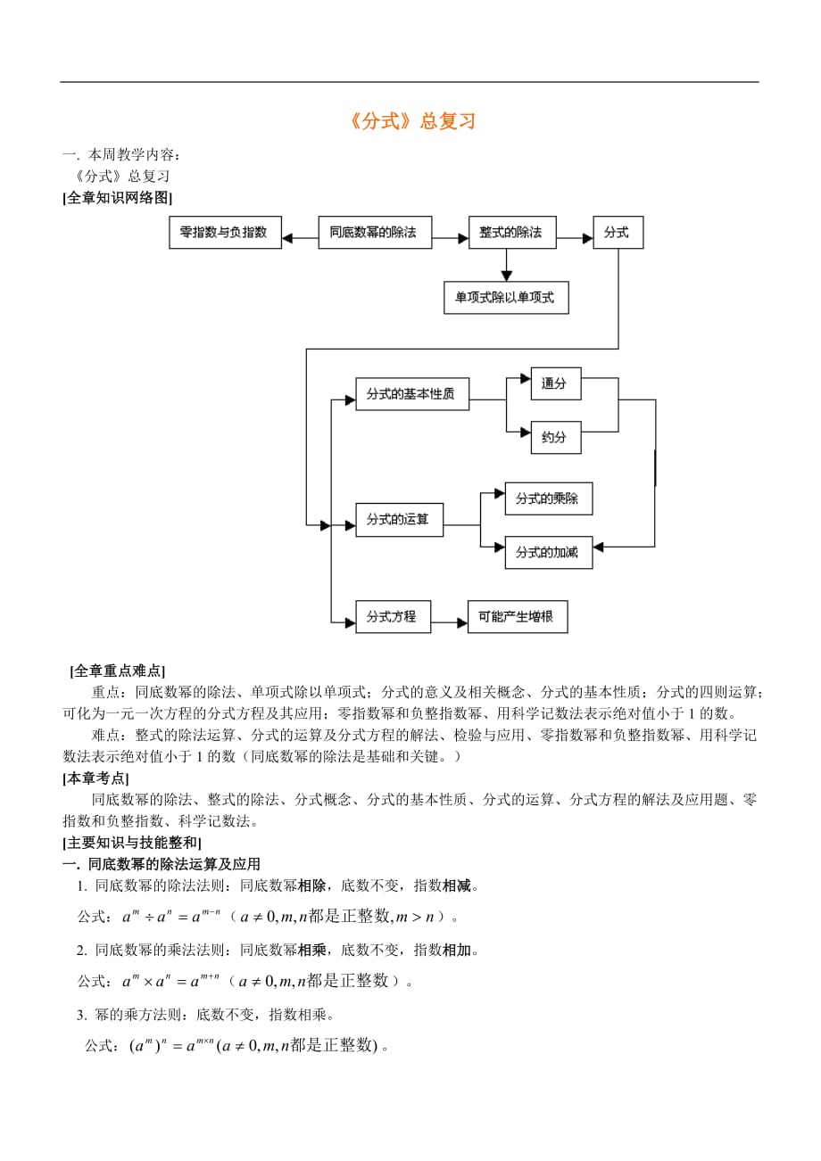 《分式》总复习-华东师大版_第1页